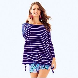 Lilly Pulitzer Elba Striped Sweater In Twilight Blue/Pink Coba - Size M